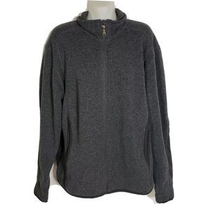Red House Men's Jacket Medium Sweater Fleece Full Zip Gray Long Sleeve Polyester